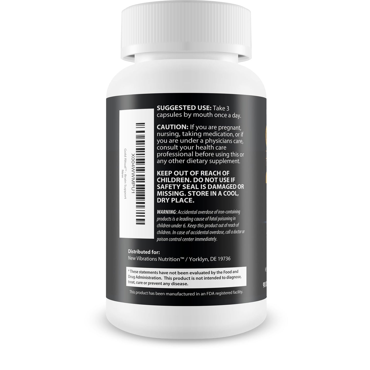 New Vibrations Nutrition Gold Ritual Advanced Memory Formula Capsules 90 Count