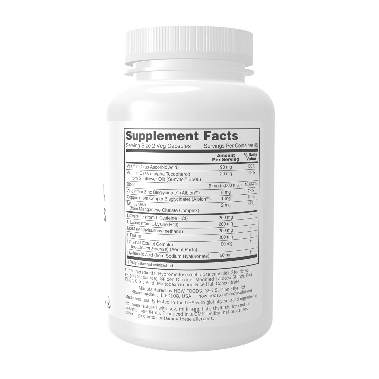 NOW Foods Vegan Hair, Skin & Nails Biotin 5,000 mcg Capsules, 90 Count