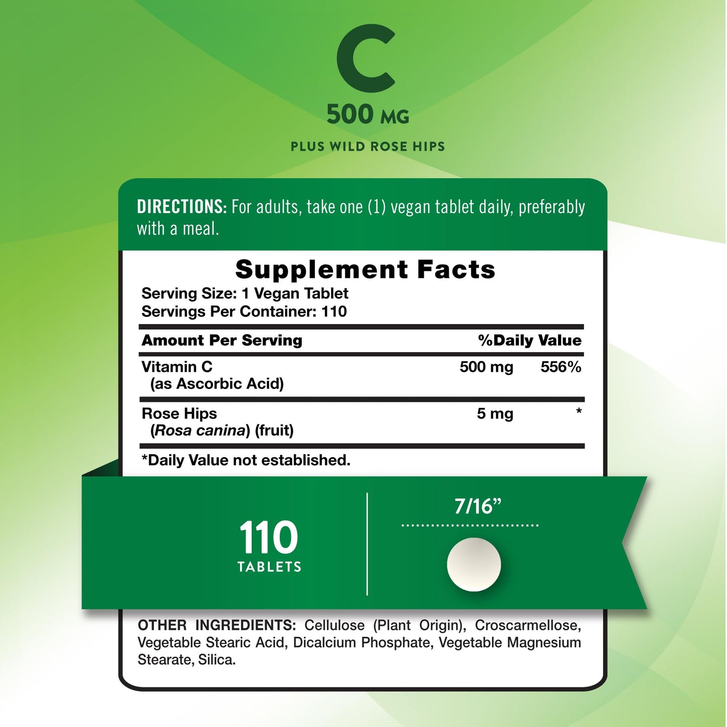 Nature's Truth Vitamin C with Rose Hips 500 mg Tablet 110 Tablets
