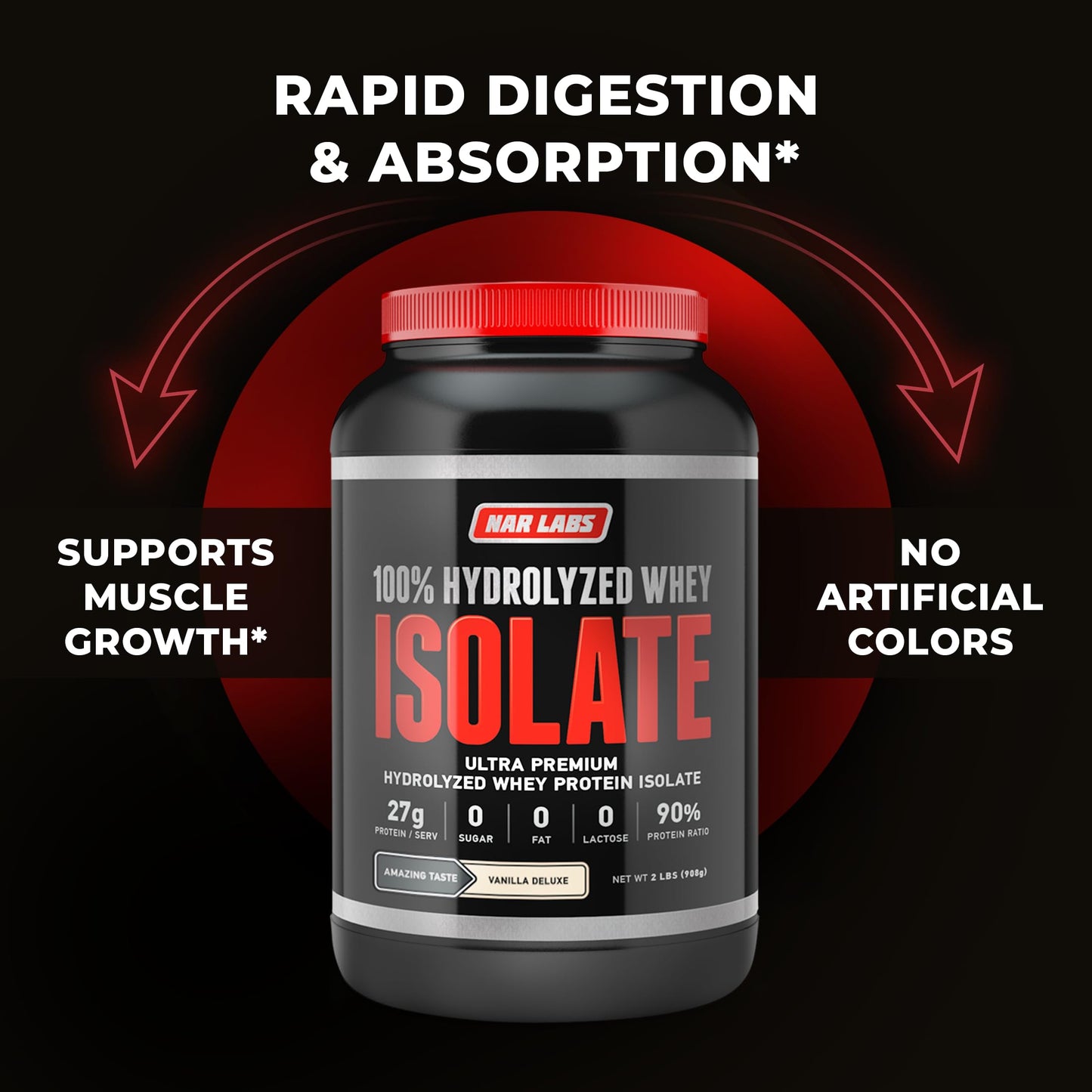 NAR LABS Hydrolyzed Whey Protein Isolate Vanilla Deluxe Powder, 32 Servings