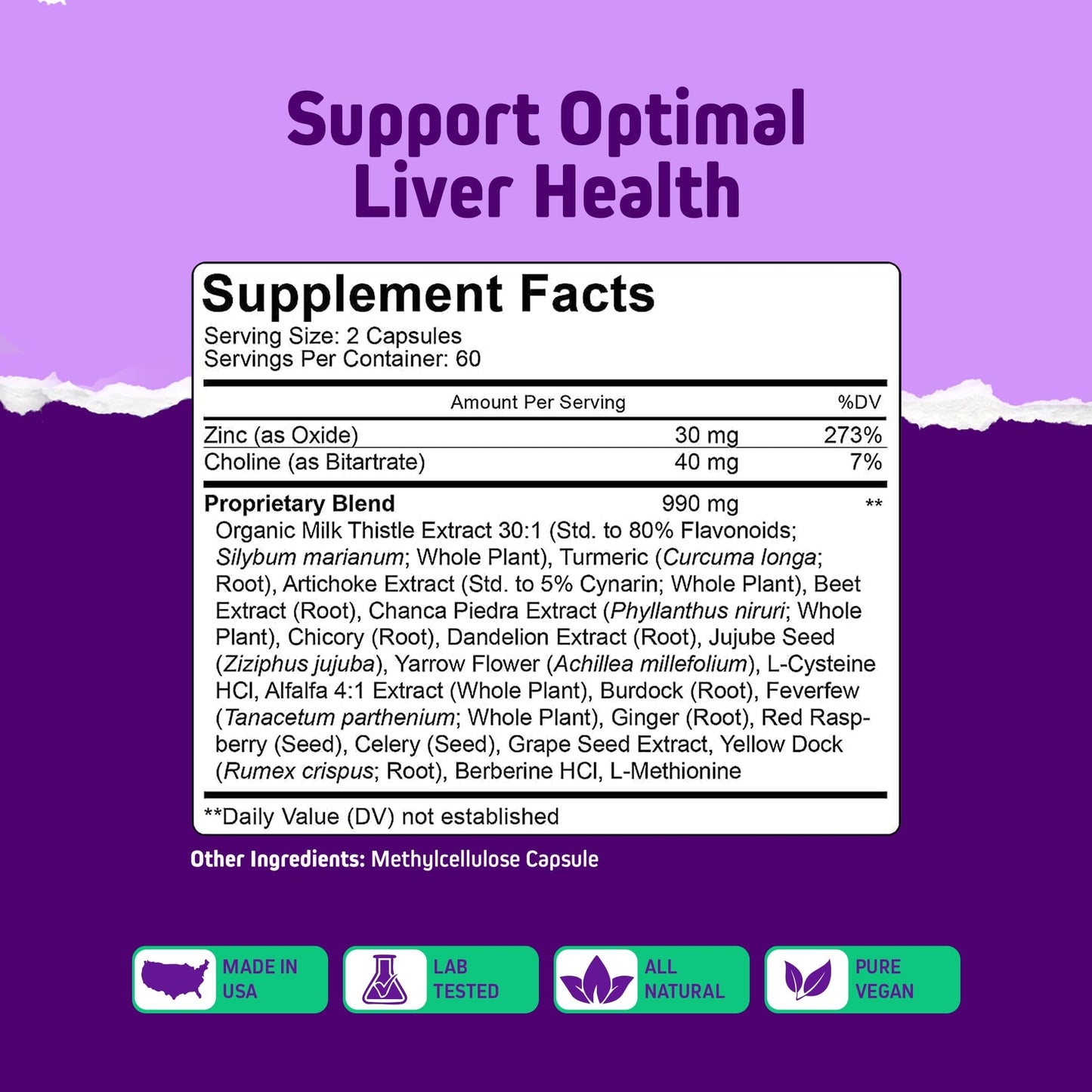 Herbtonics Liver Cleanse Detox & Repair Supplement with Milk Thistle & Artichoke 20-in-1 Liver Support Formula, 120 Capsules