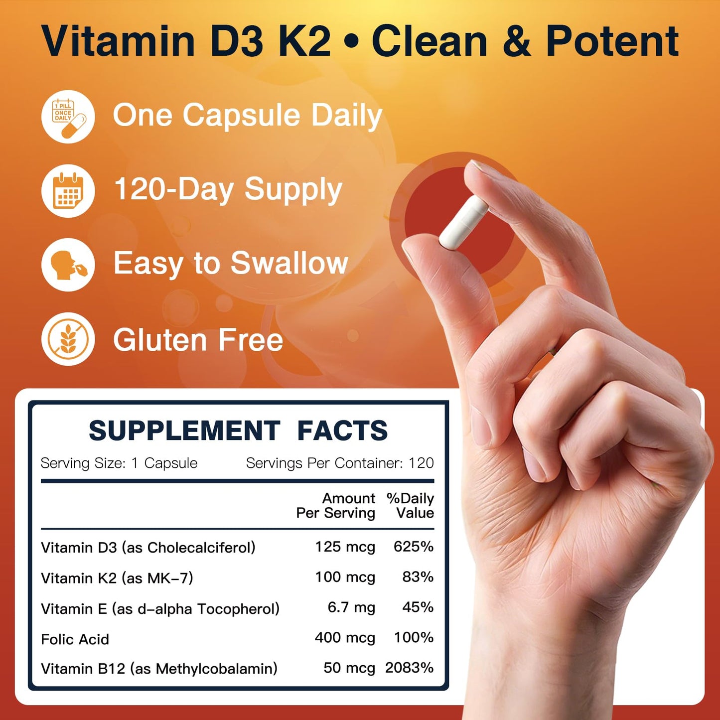 DRFOSTER Vitamin D3 & K2 Capsules 120