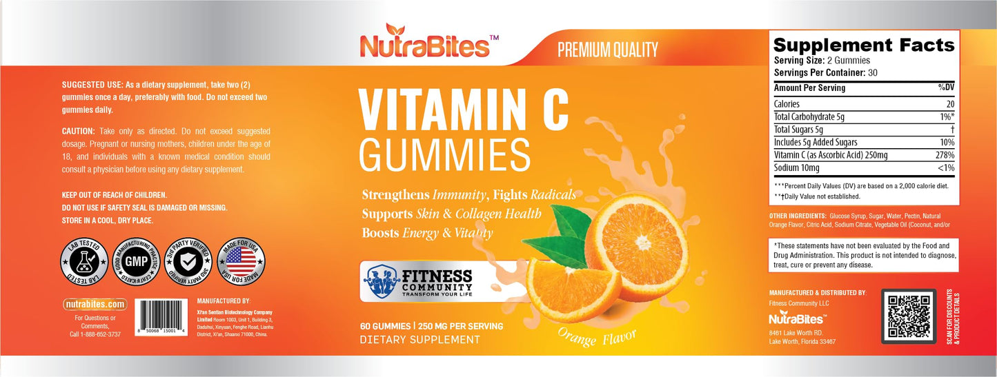 NutraBites Vitamin C Gummies for Adults 60 Count