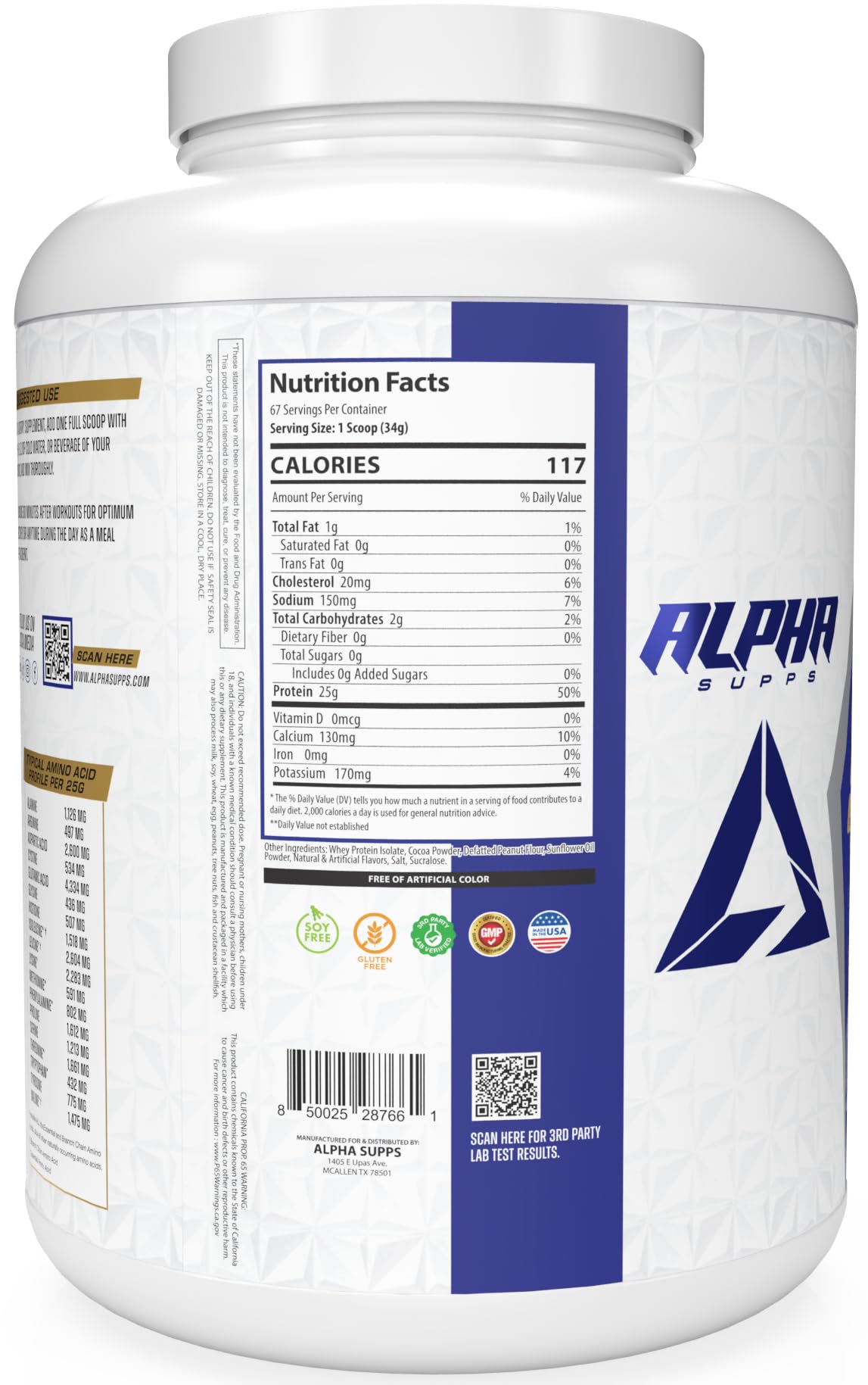 Alpha Supps ISO Low Carb 100% Whey Protein Isolate Powder, 80 Servings