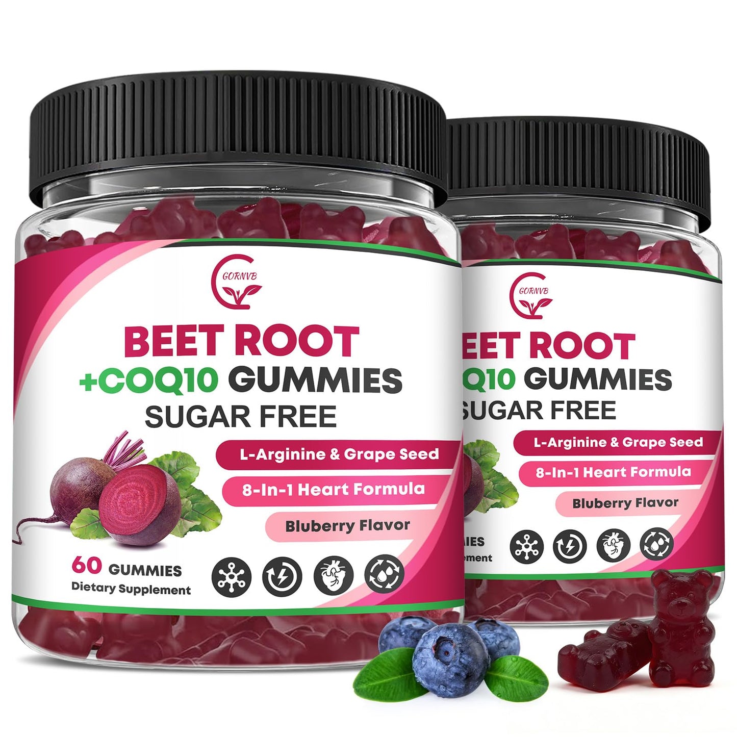 GORNVB Beet Root Gummies – Beetroot Supplement with CoQ10, Nitric Oxide Booster 120 Gummies