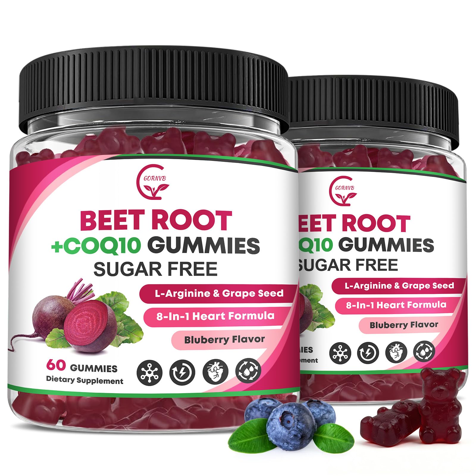 GORNVB Beet Root Gummies – Beetroot Supplement with CoQ10, Nitric Oxide Booster 120 Gummies
