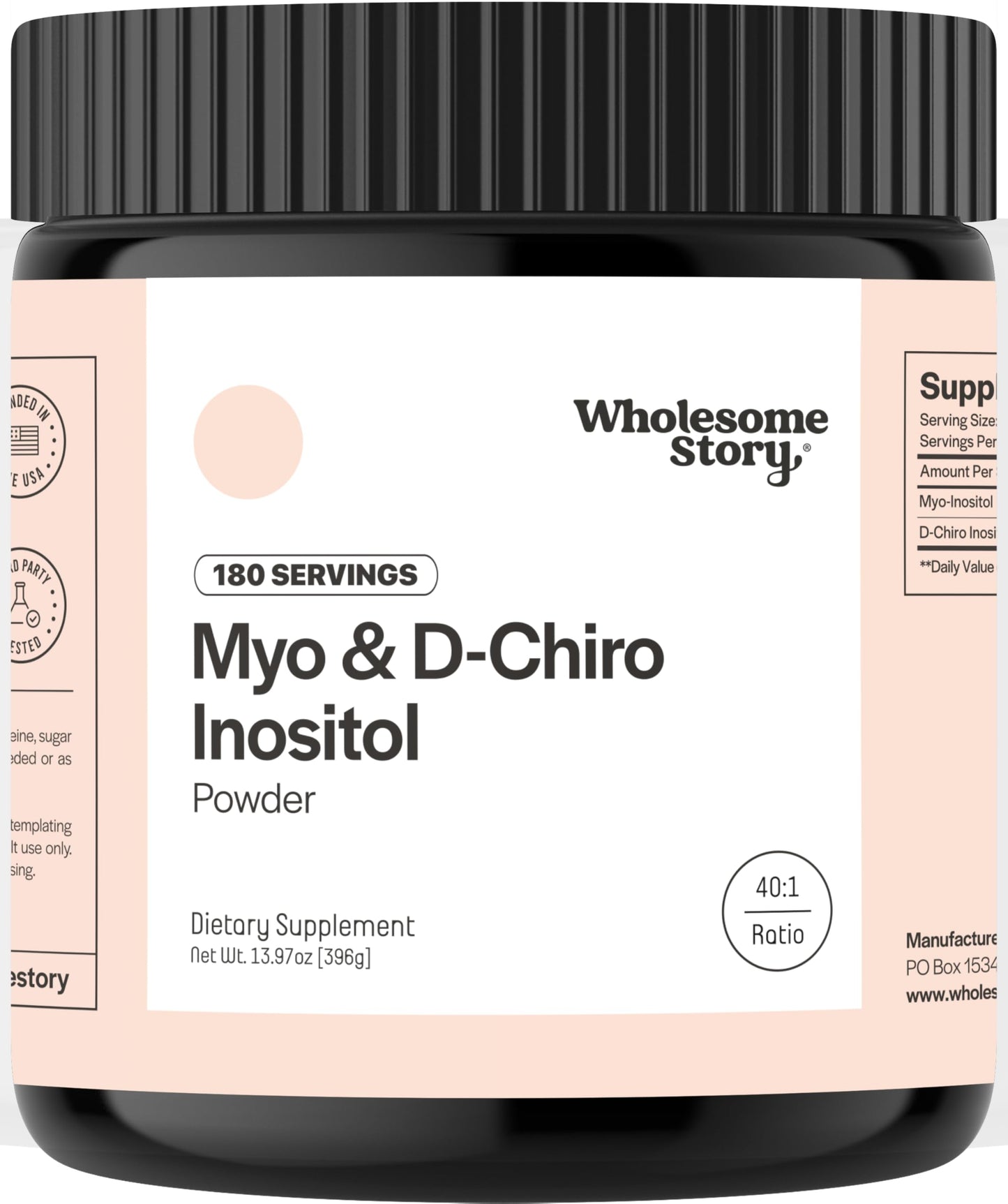 Wholesome Story Myo-Inositol & D-Chiro Inositol Supplement Powder, 180 Servings