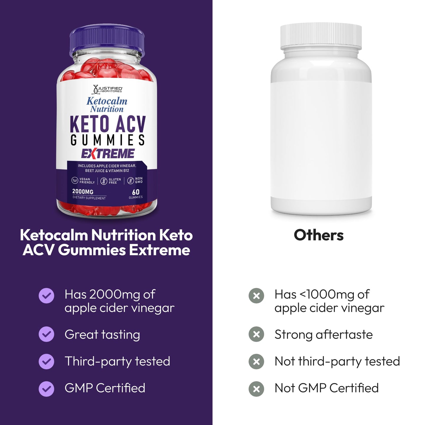 Justified Laboratories Ketocalm Keto ACV Gummies Extreme (2000 mg) 120 Gummies