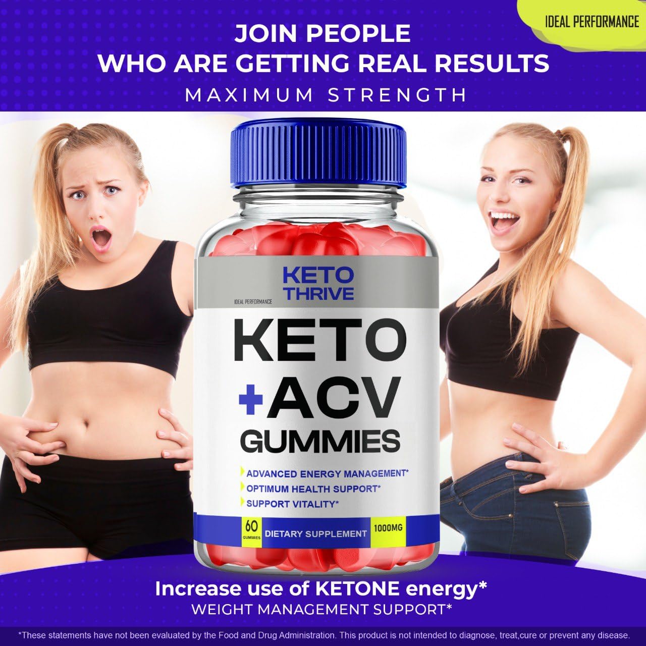 IDEAL PERFORMANCE Keto Thrive ACV Gummies 60 Count