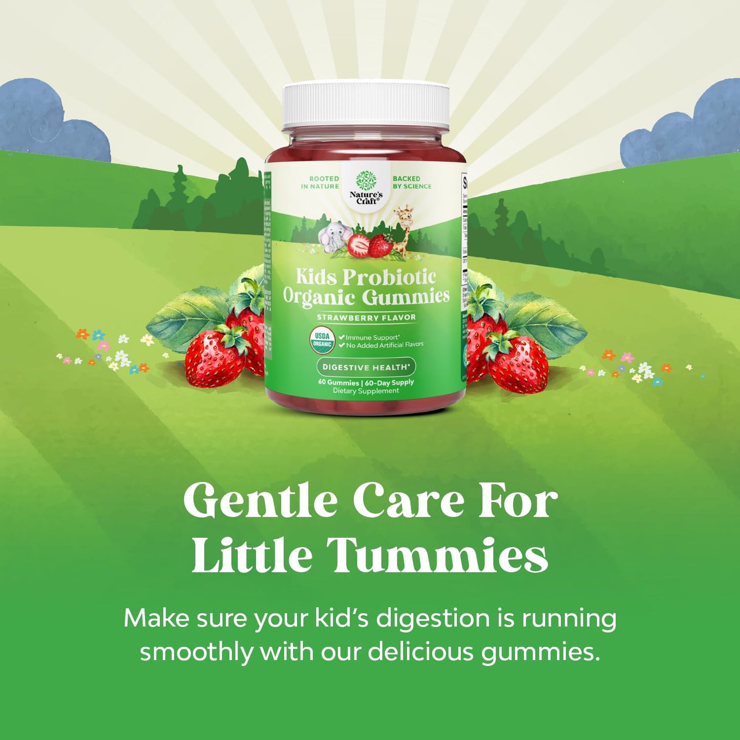 Natures Craft USDA Organic Kids Probiotic Gummies 60 Count