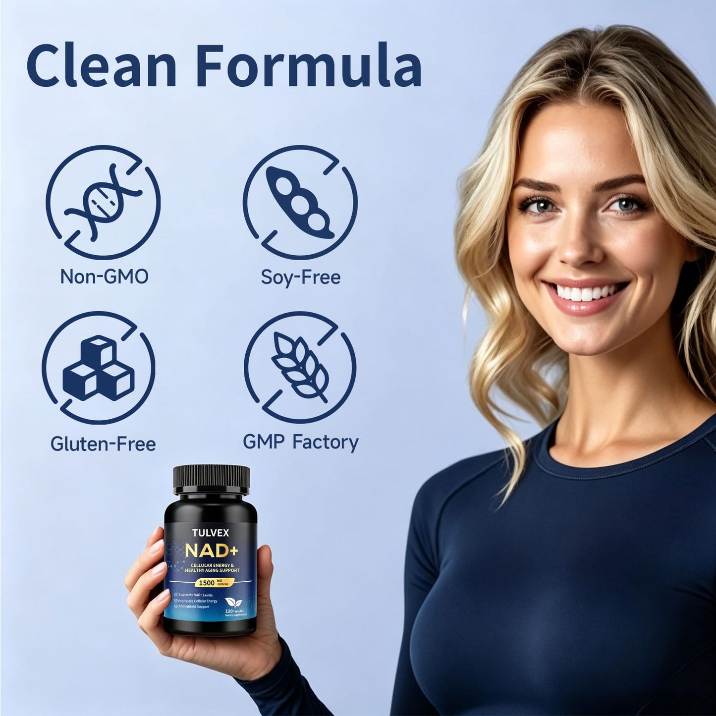Tulvex NAD Supplement 1500mg Liposomal NAD and Resveratrol, NAD Plus Boosting for Cellular Health, Energy & Anti Aging, NAD Resveratrol Supplement for Women & Men, 120 Capsules