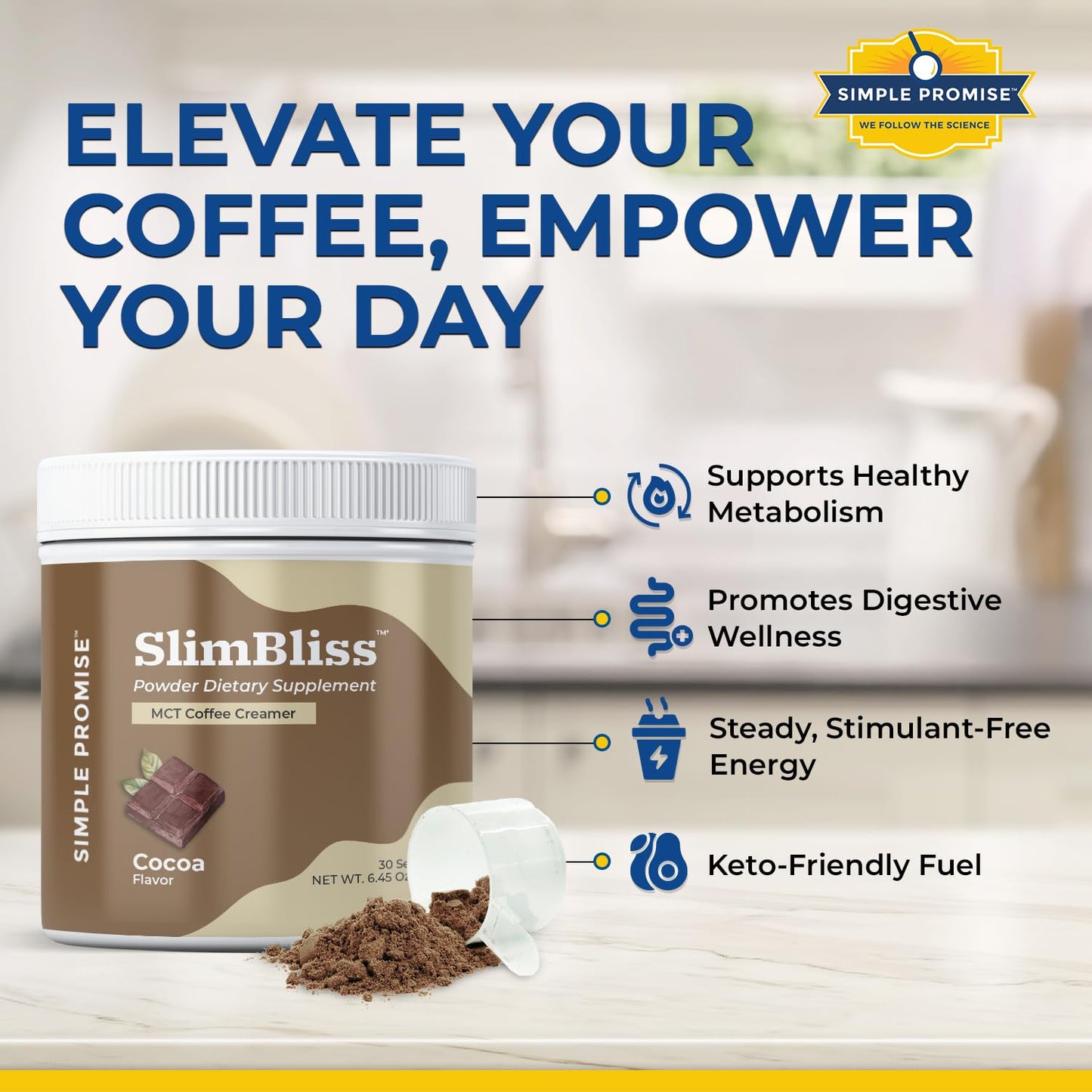 Simple Promise SlimBliss MCT Oil Powder Coffee Creamer, Sugar Free, Powder, 6.45 Ounce