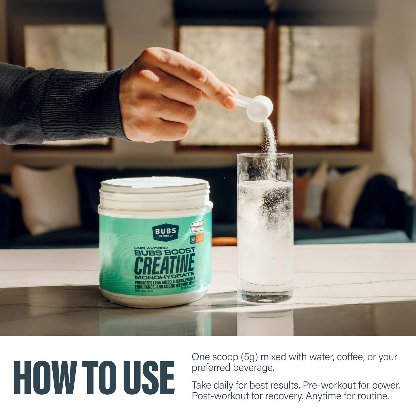 BUBS Naturals Boost Creatine Monohydrate Powder 15.9 oz