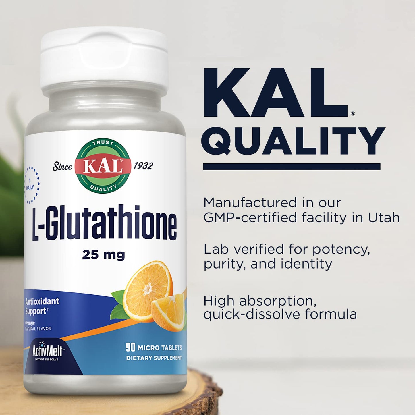KAL L-Glutathione Reduced Glutathione Supplement Tablet 90 Tablets