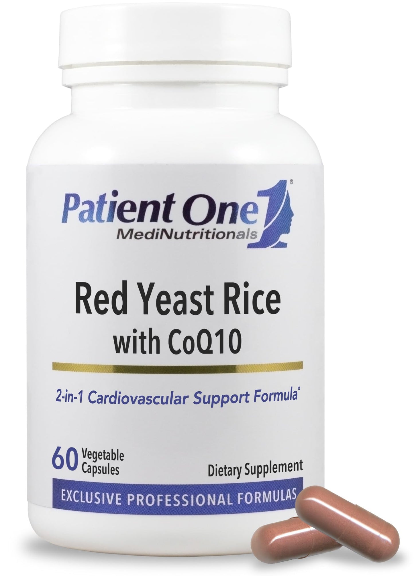 Patient One Red Yeast Rice (600mg) & CoQ10 (50mg) Supplement, 60 Capsules