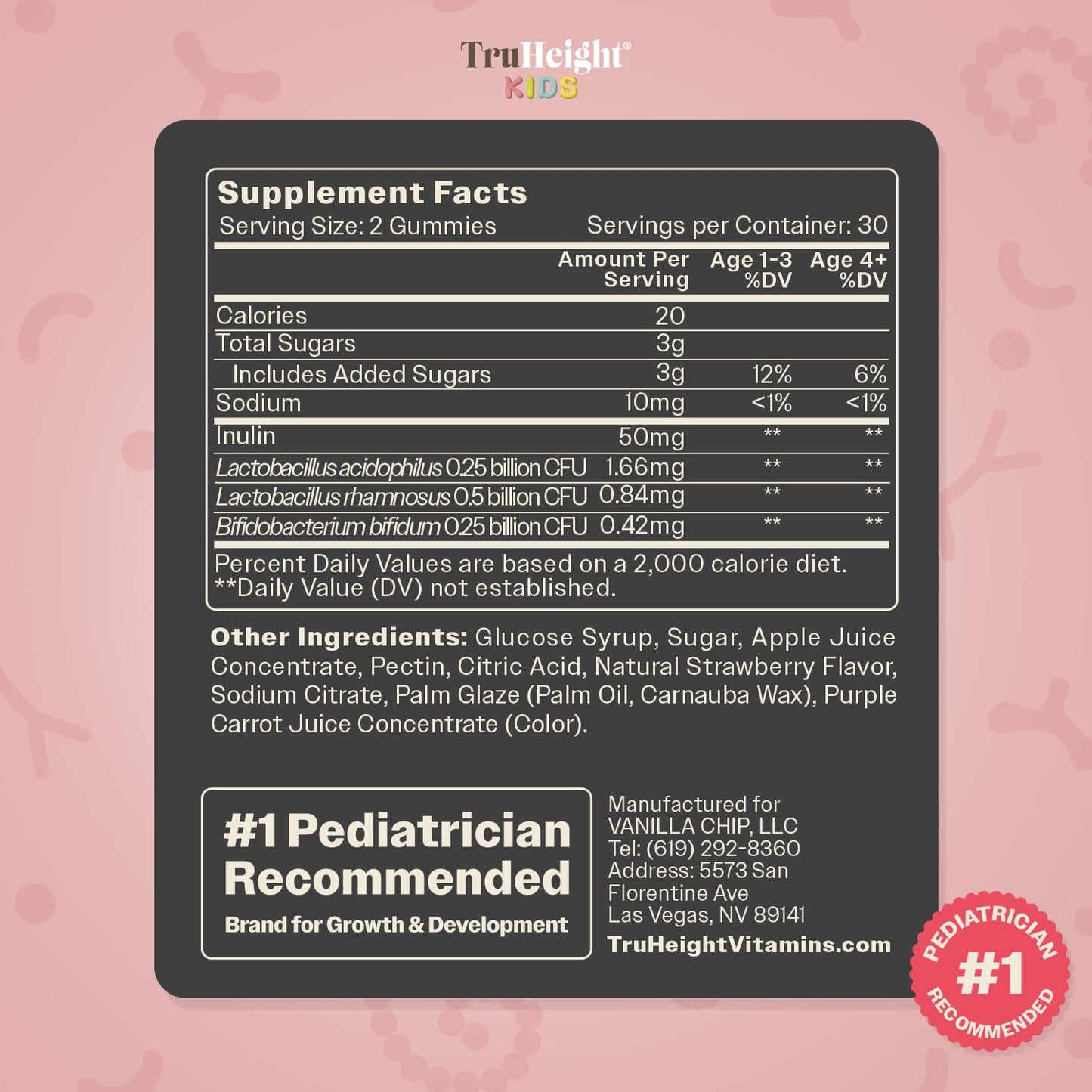 TruHeight Kids Prebiotic & Probiotic Gummies 180