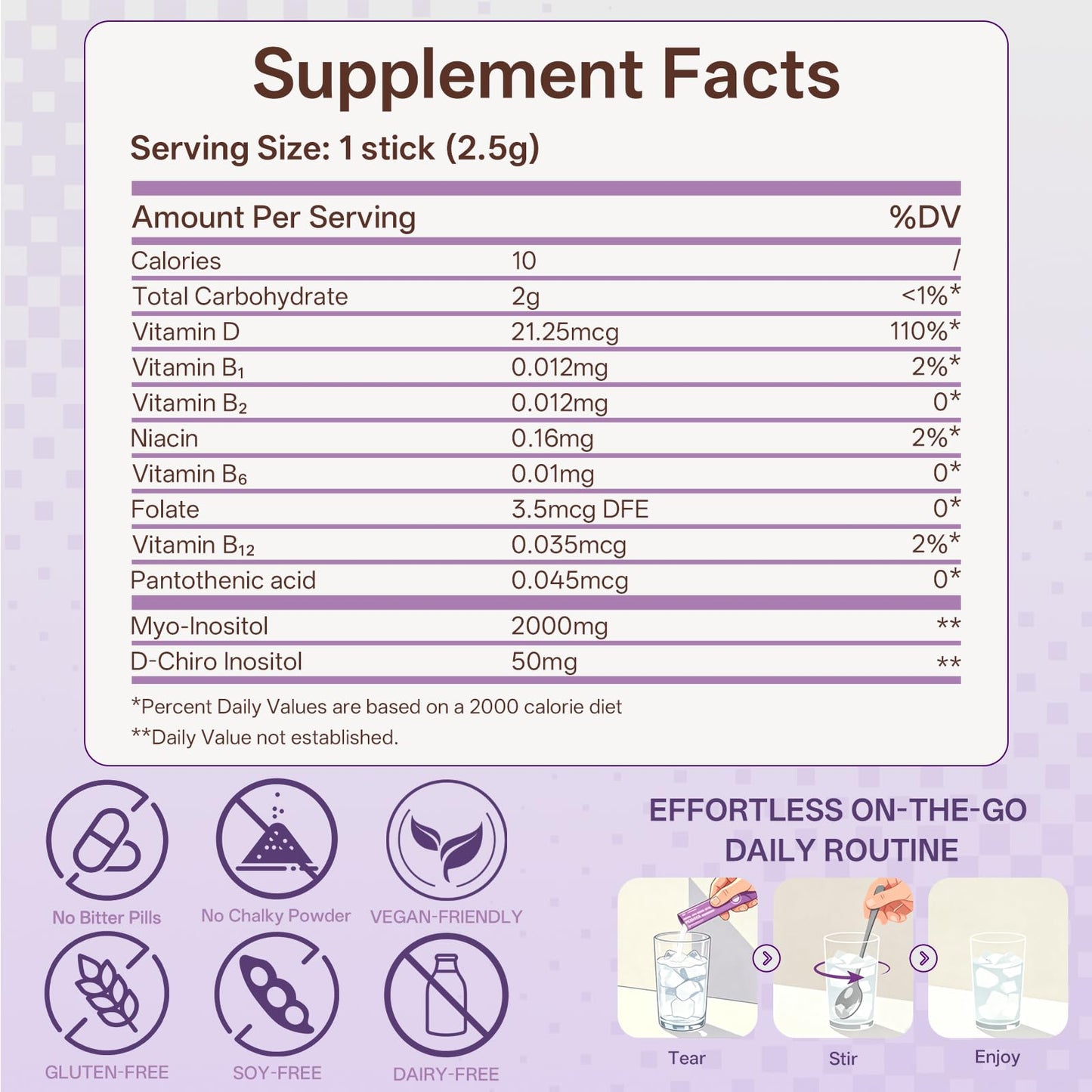 LIFEFRIEND Myo-Inositol & D-Chiro Inositol Powder 40:1 Strawberry, 2.7