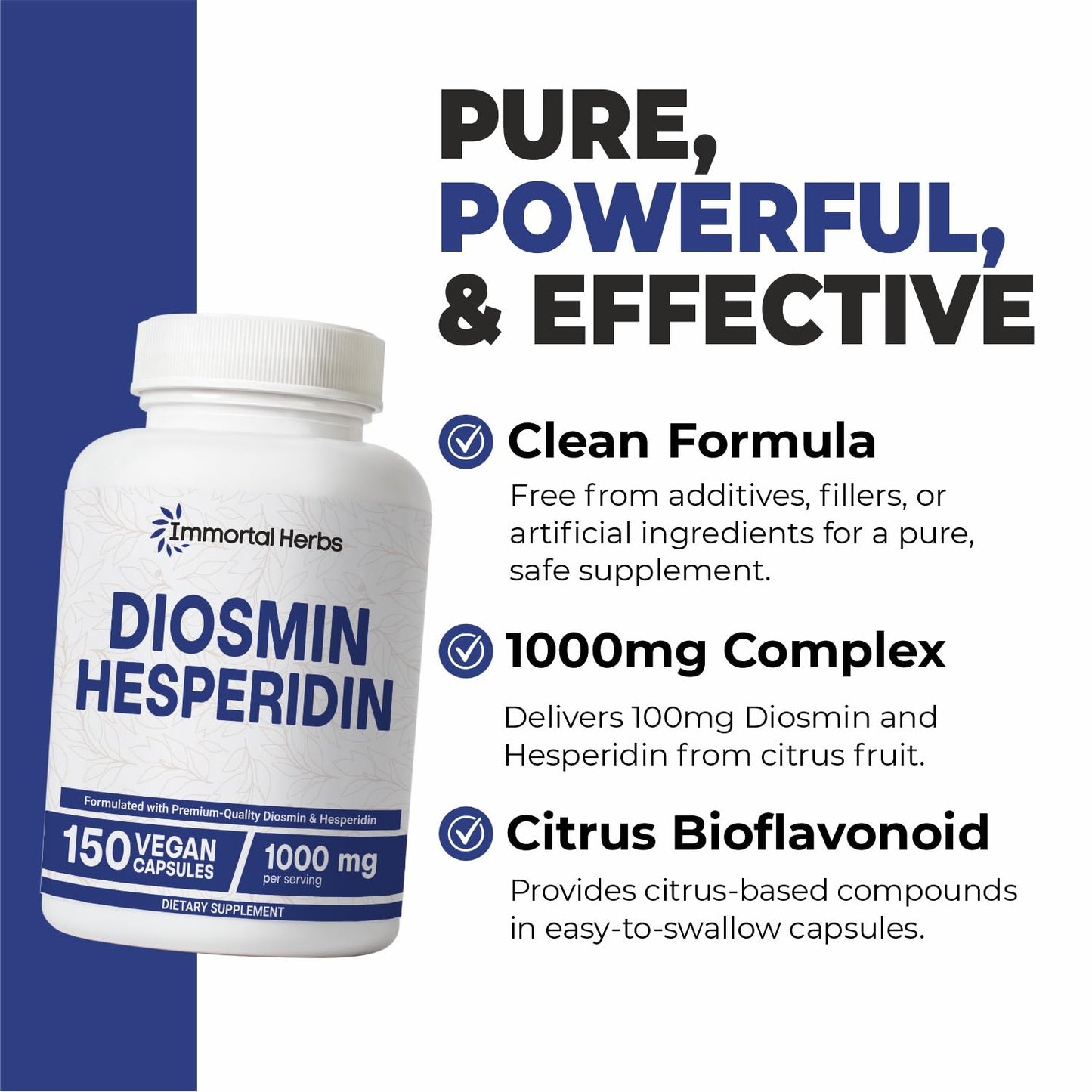 Immortal Herbs Diosmin Hesperidin 1000mg Complex 150 Capsules