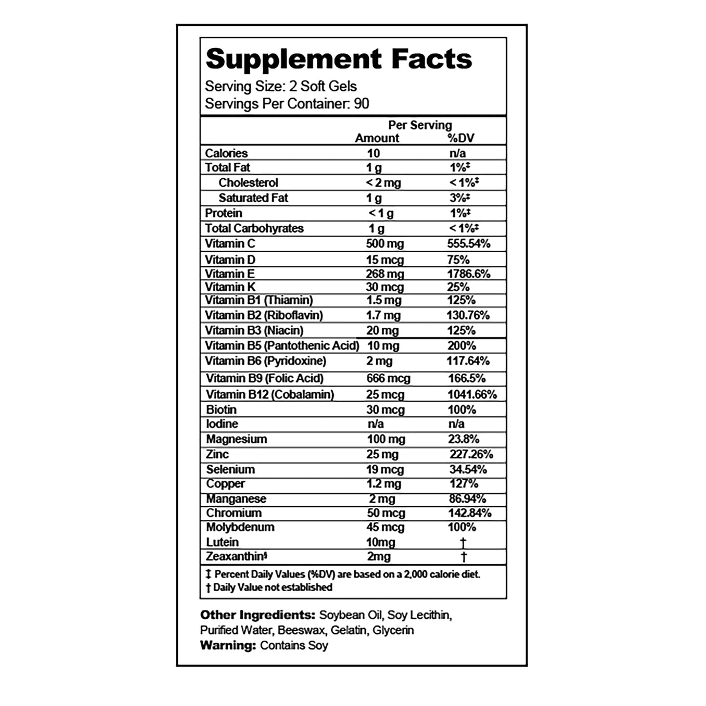 Visual Advantage Lunovus Macular Support Plus Multivitamin Based on AREDS 2 Study Softgels 180