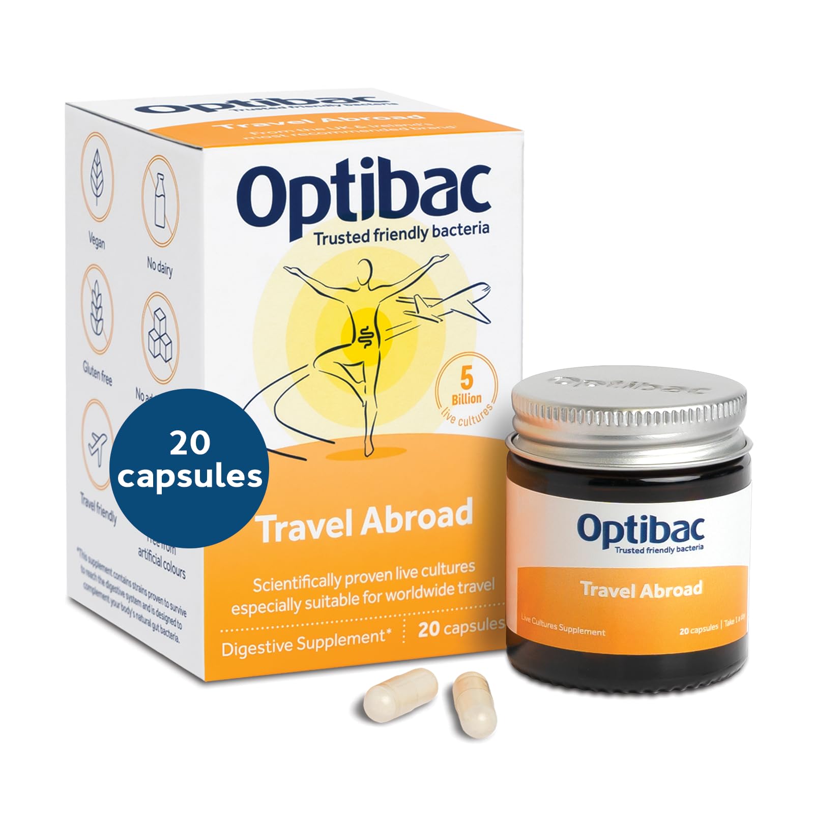 Optibac Probiotics for Travelling Abroad PMP UK Capsules, 20