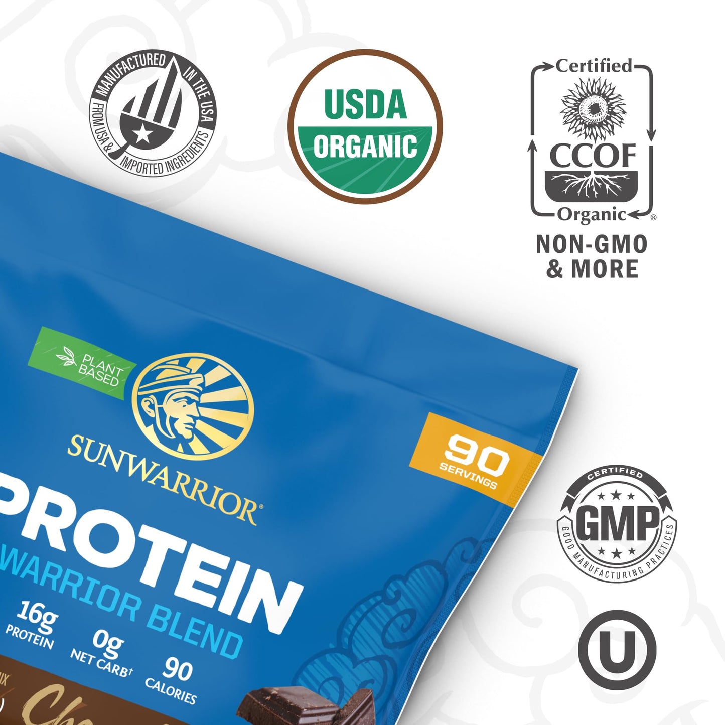 Sunwarrior Organic Plant Based Protein Powder Chocolate 90 Servings