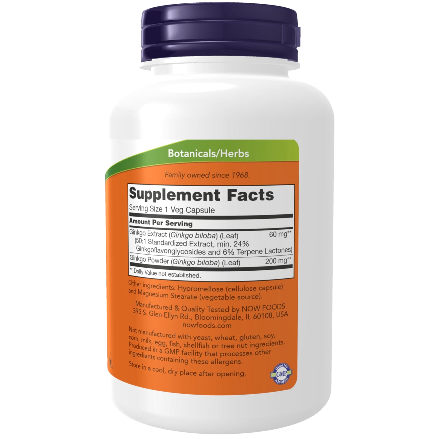 NOW Foods Ginkgo Biloba 60 mg, 24% Standardized Extract Capsule, 240 Veg Capsules