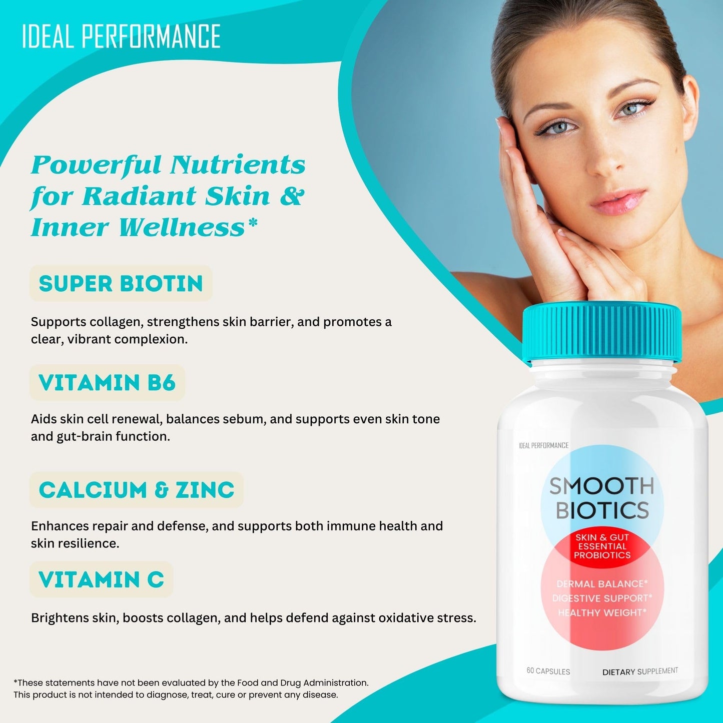IDEAL PERFORMANCE Smooth Biotics Probiotic Capsules, 120 Capsules