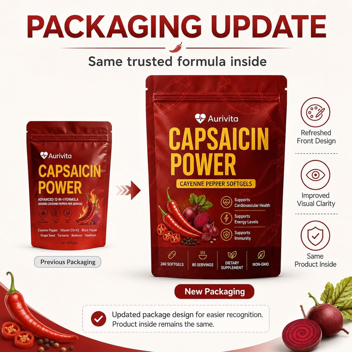 CURAIY Aurivita Capsaicin Softgels 240 Count