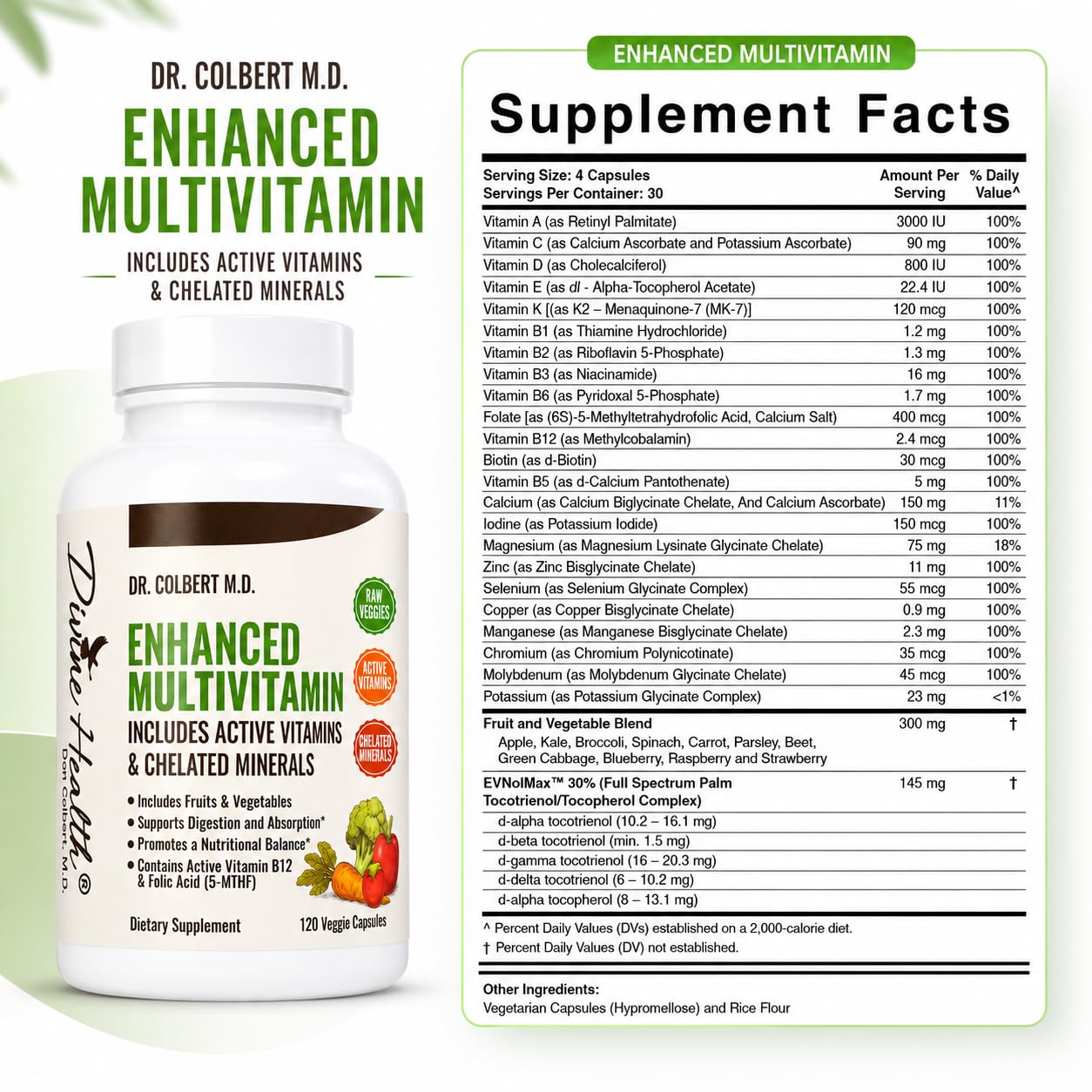 Divine Health Dr. Colbert Enhanced Multivitamin Plus Chelated Minerals Active B Vitamins Capsule, 1 Capsule
