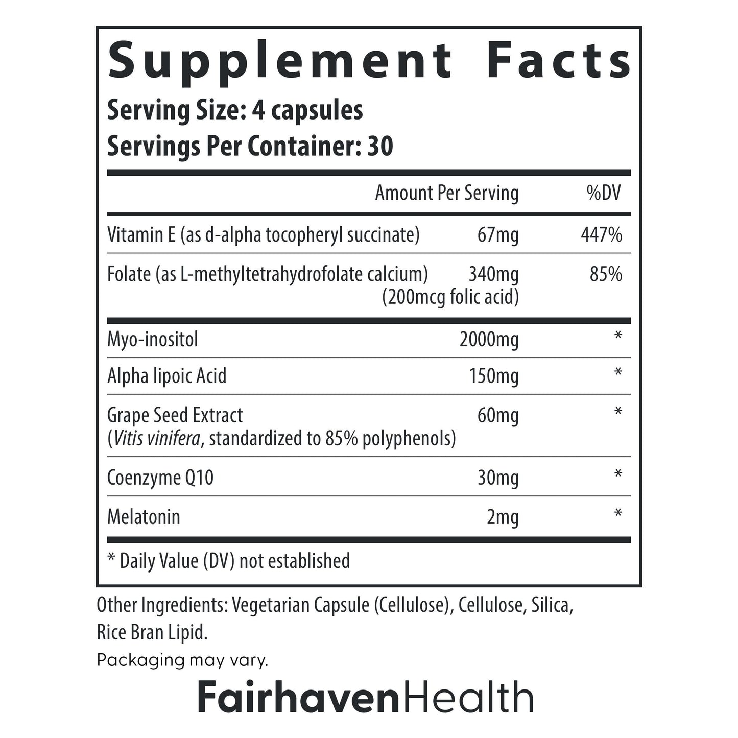 Fairhaven Health Female Fertility Supplement Starter Pack Capsules, 300