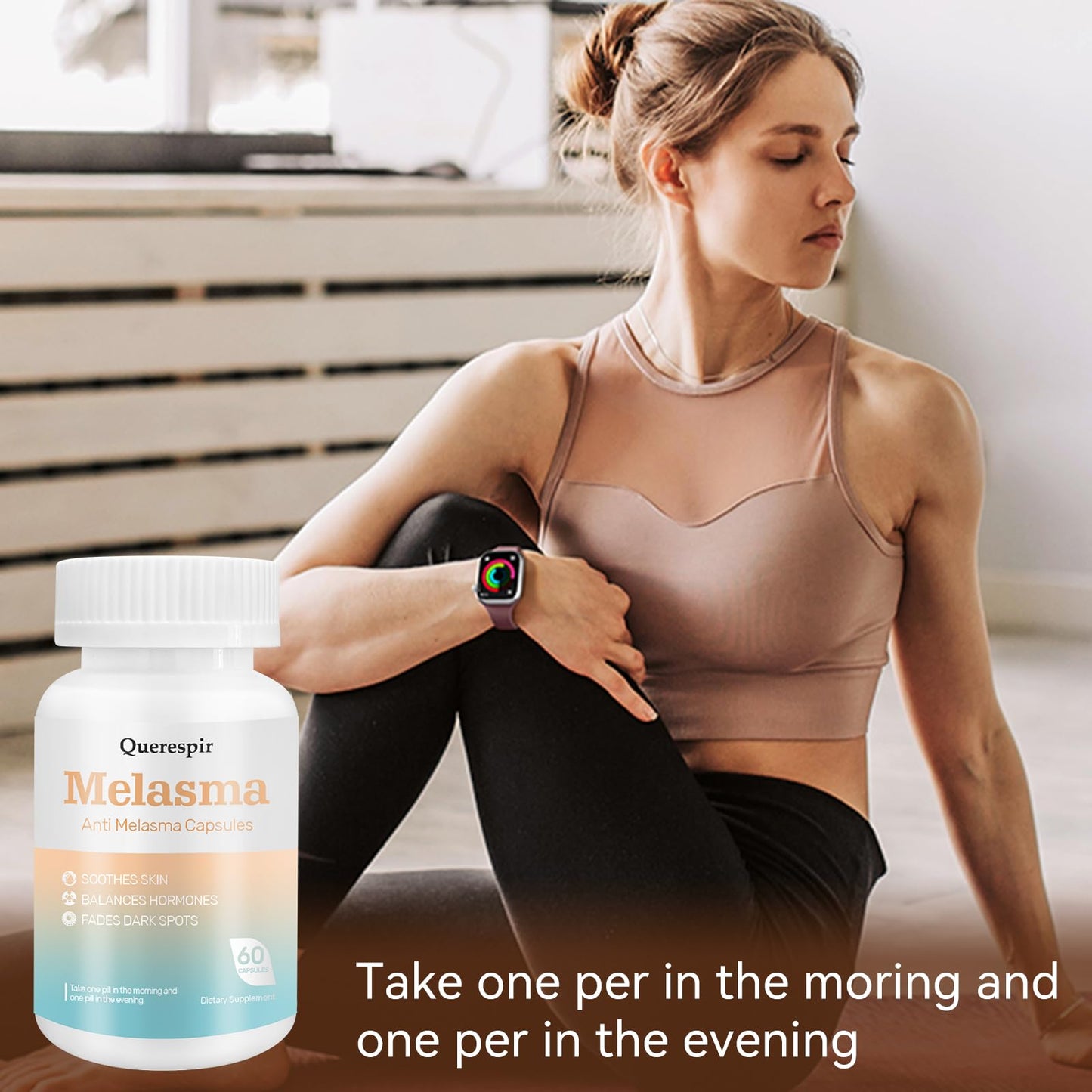 Querespir Melanina Anti-Melasma Capsule, Brightens & Even Skin Tone with Vitamin C & Turmeric Extract, 60 Capsules