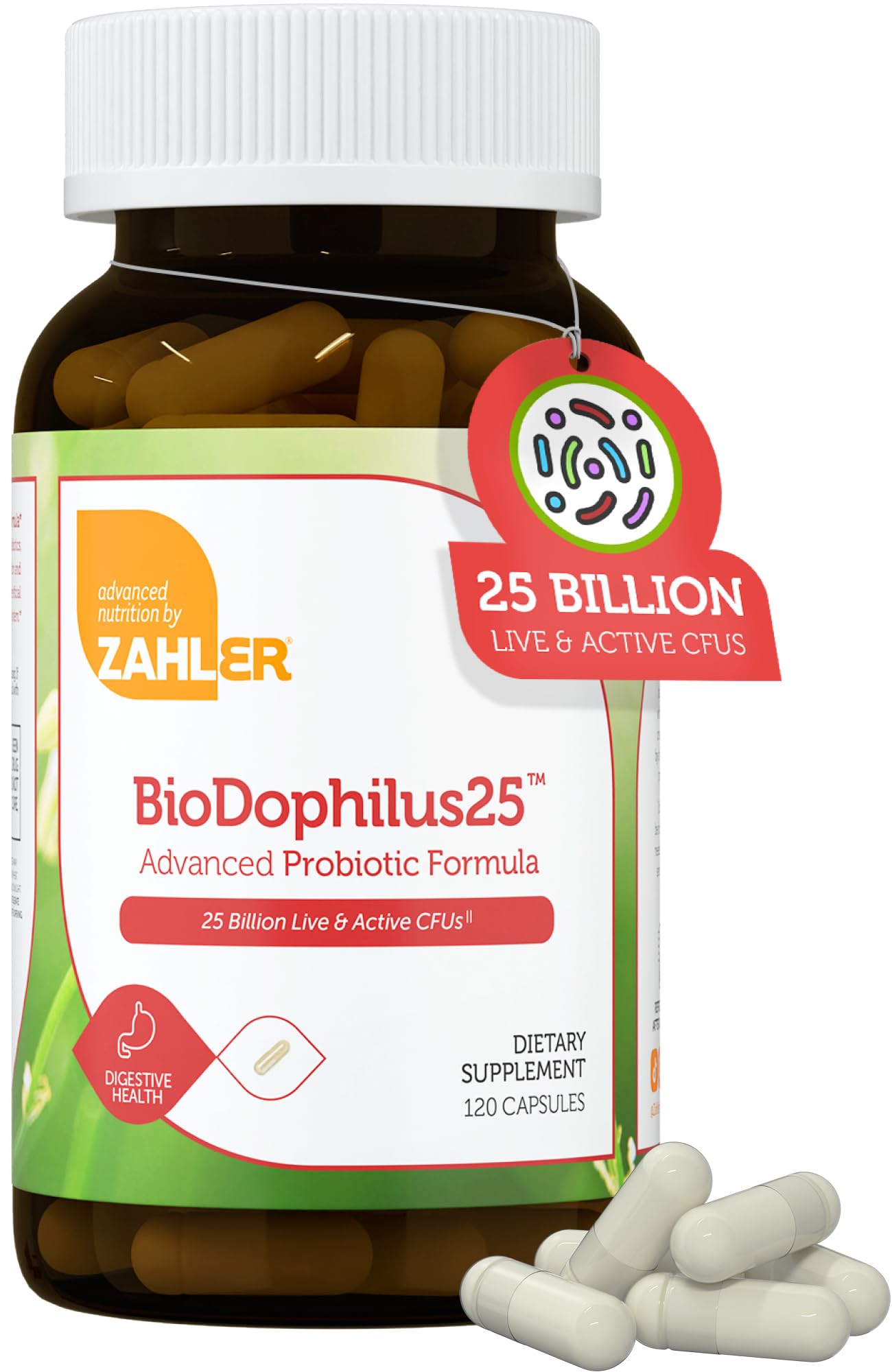 Zahler BioDophilus25 25 Billion CFU Probiotic + Prebiotic 11 Strains Capsules, 120 Count