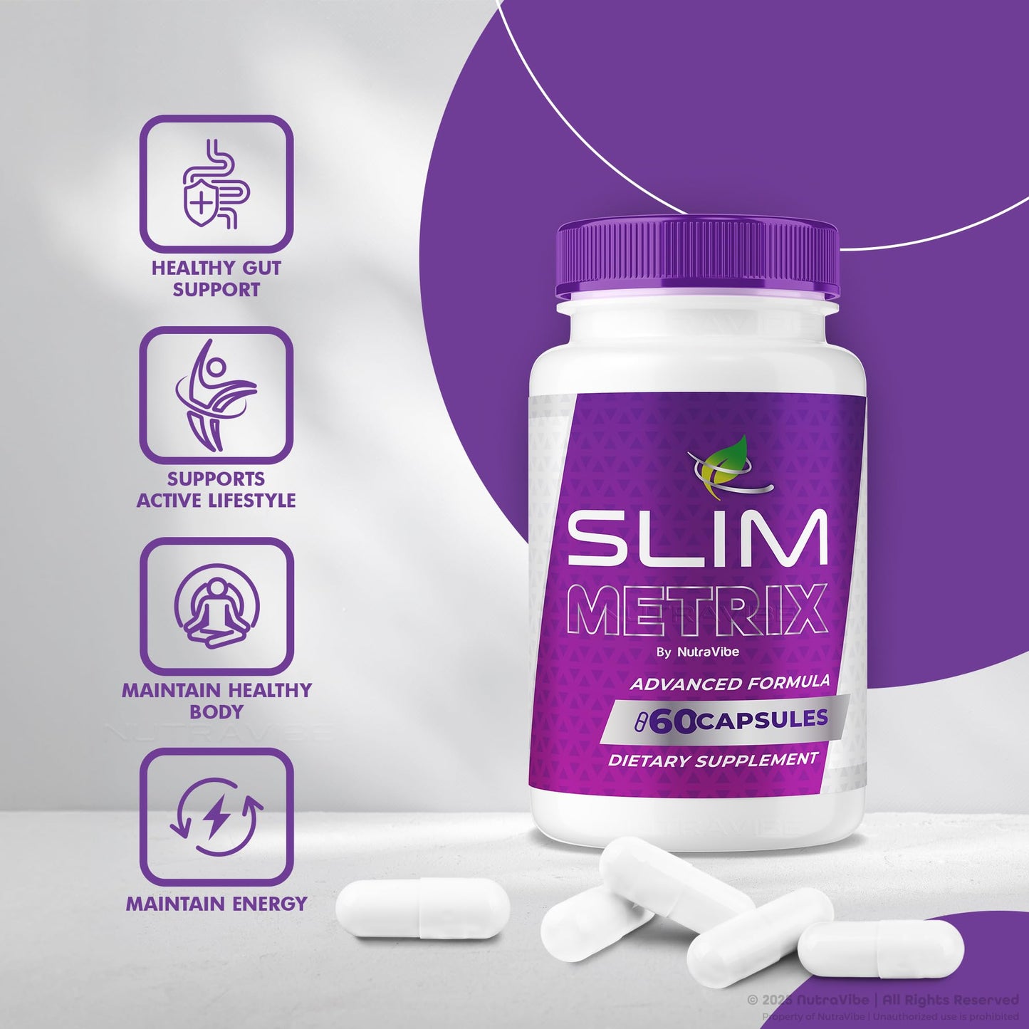 NutraVibe SlimMetrix Capsules – Premium Energy and Metabolic Support Formula, 300 Capsules