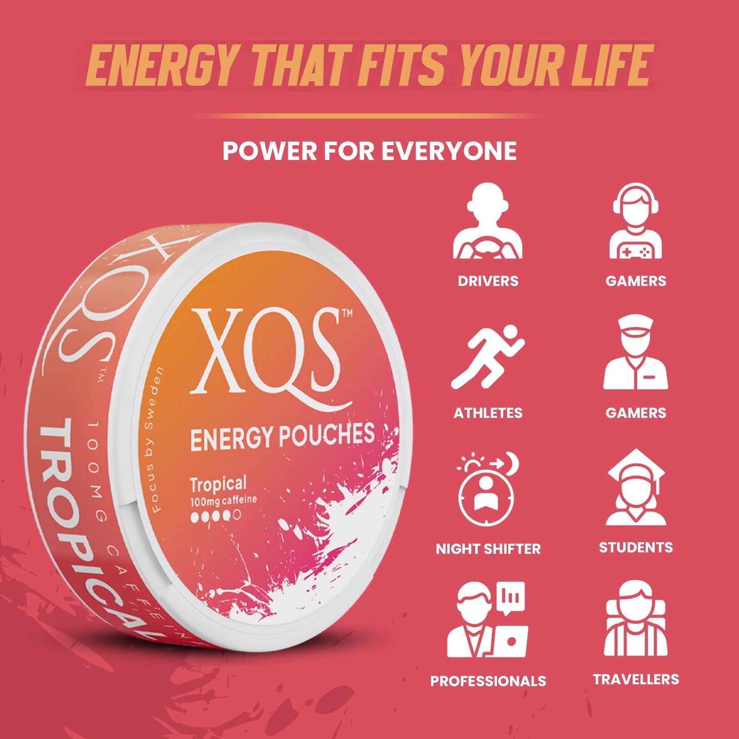 xqs Sugar Free Caffeine Pouches Caplets, 5 Count