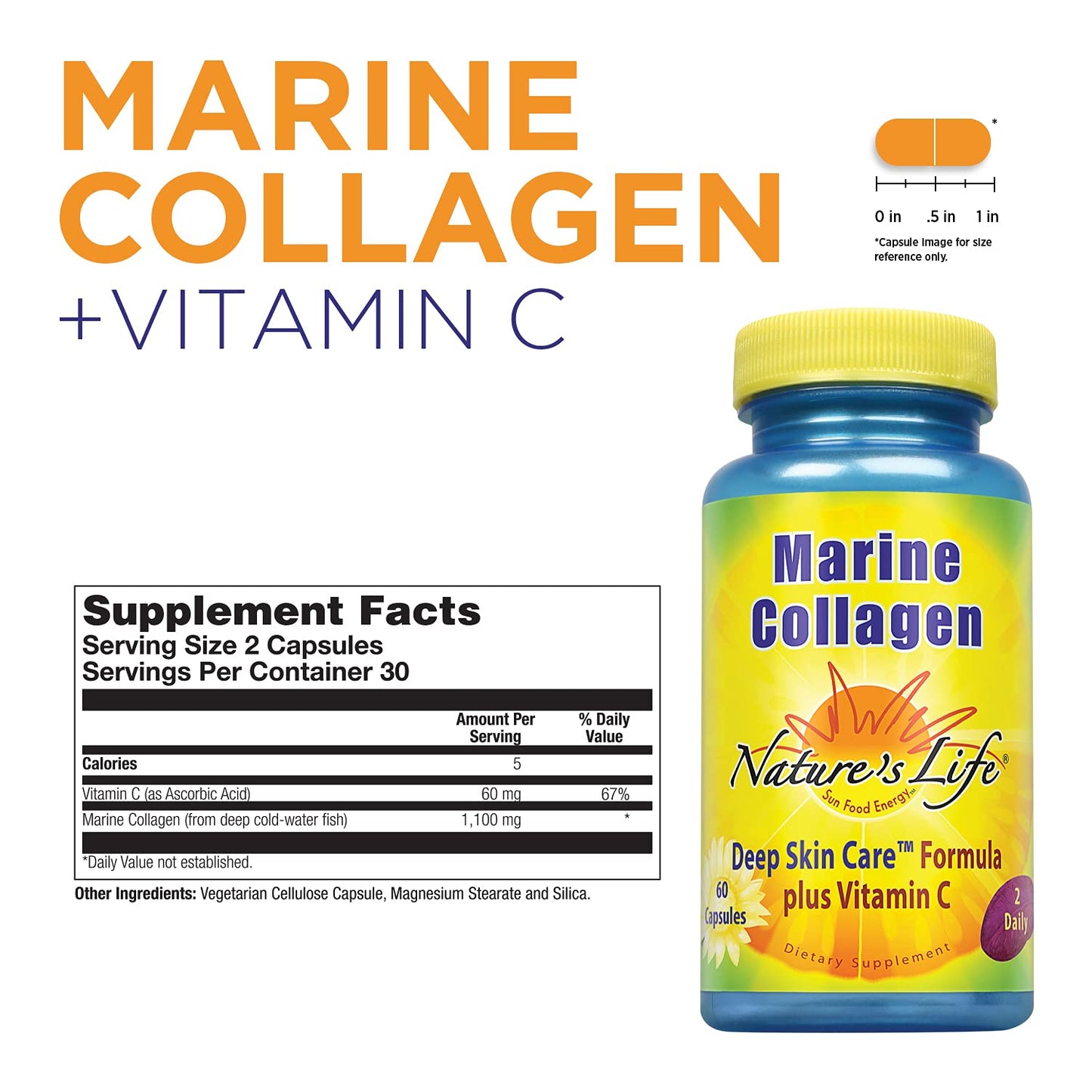 Nature's Life Marine Collagen Deep Skin Care Formula Plus Vitamin C 120 Capsules