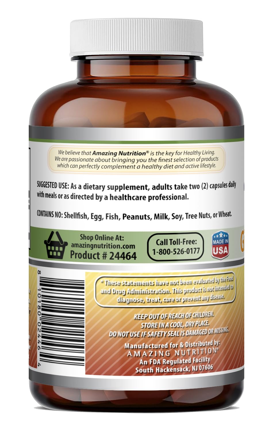 Amazing Nutrition Ginseng Complex 1000 Mg of 4:1 Korean Ginseng Extract Capsules 120 Count