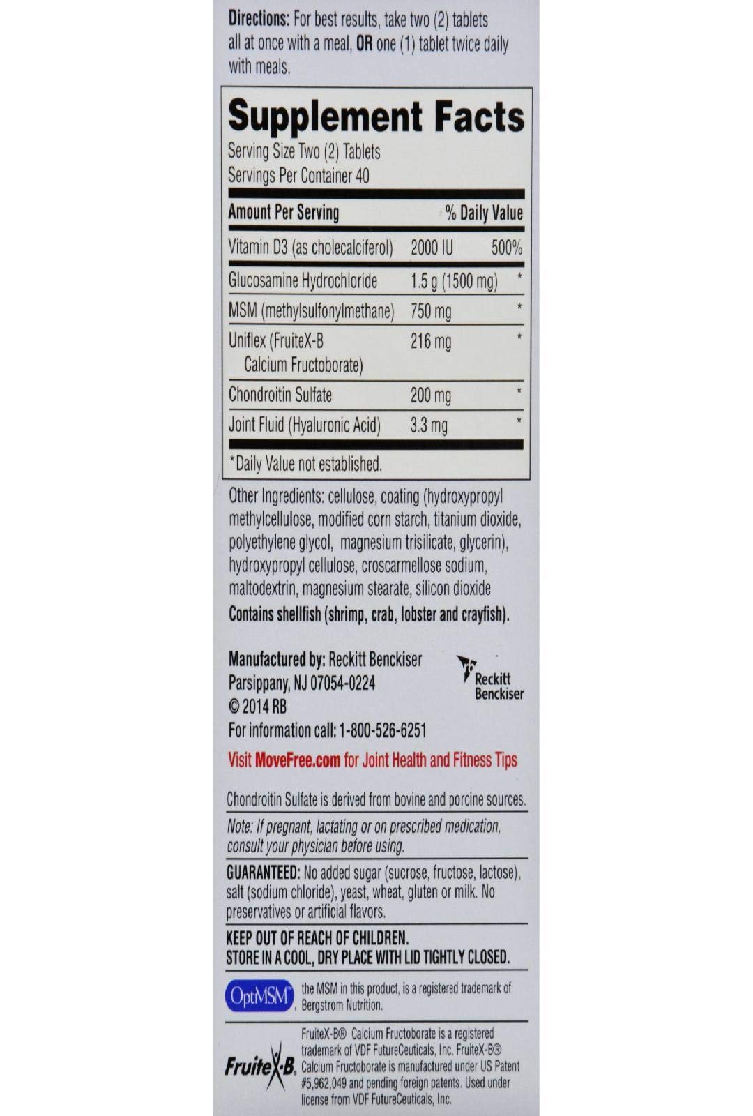Schiff Move Free Advanced Triple Strength Plus MSM & Vitamin D3 Tablets, 80 Count