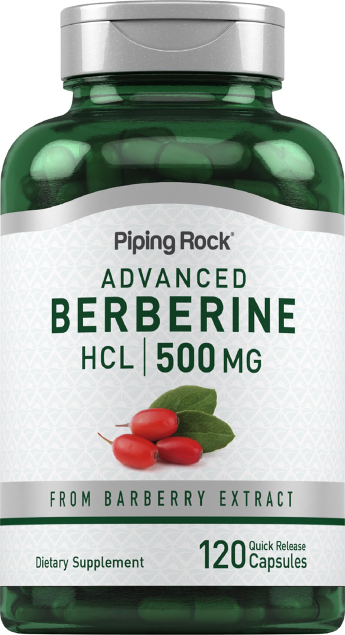 Piping Rock Berberine HCL 500mg Capsules, 120 Count