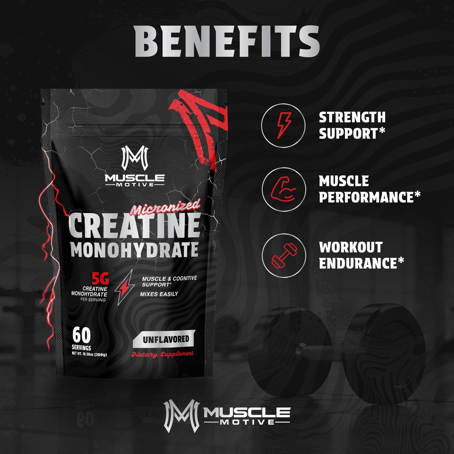 Muscle Motive Creatine Monohydrate Powder 10.58 Ounce