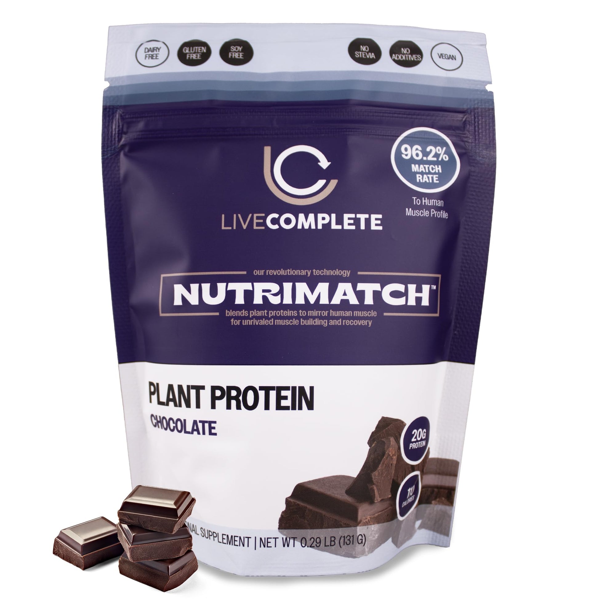LiveComplete NutriMatch Plant Protein Powder – Chocolate, 4.9 oz