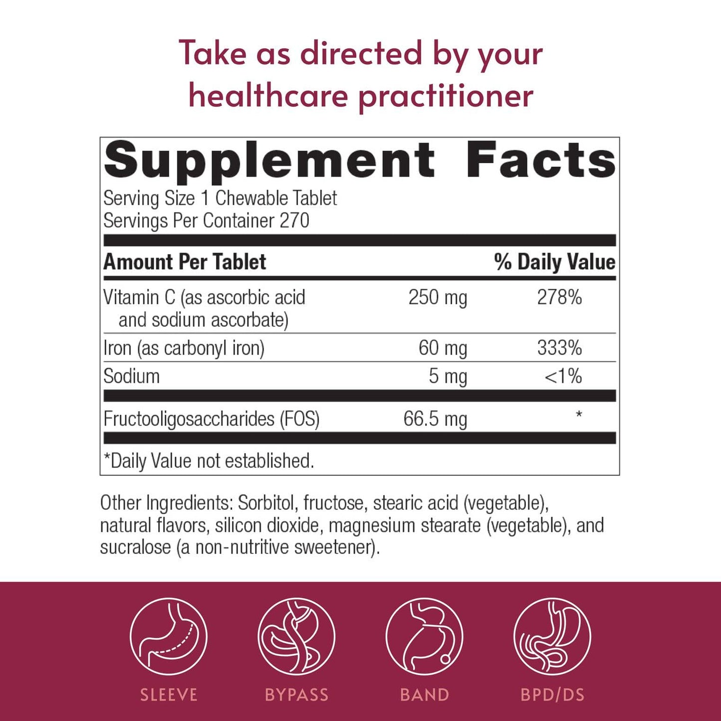 Bariatric Advantage Chewable Iron 60 mg Lemon Lime Tablet, 270 Tablets
