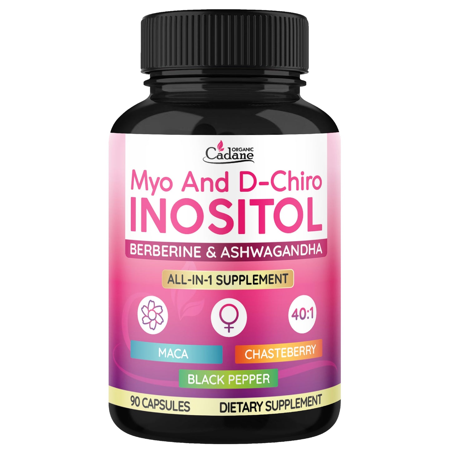 Organic Cadane Myo & D-Chiro Inositol Supplement Capsules 90 Capsules