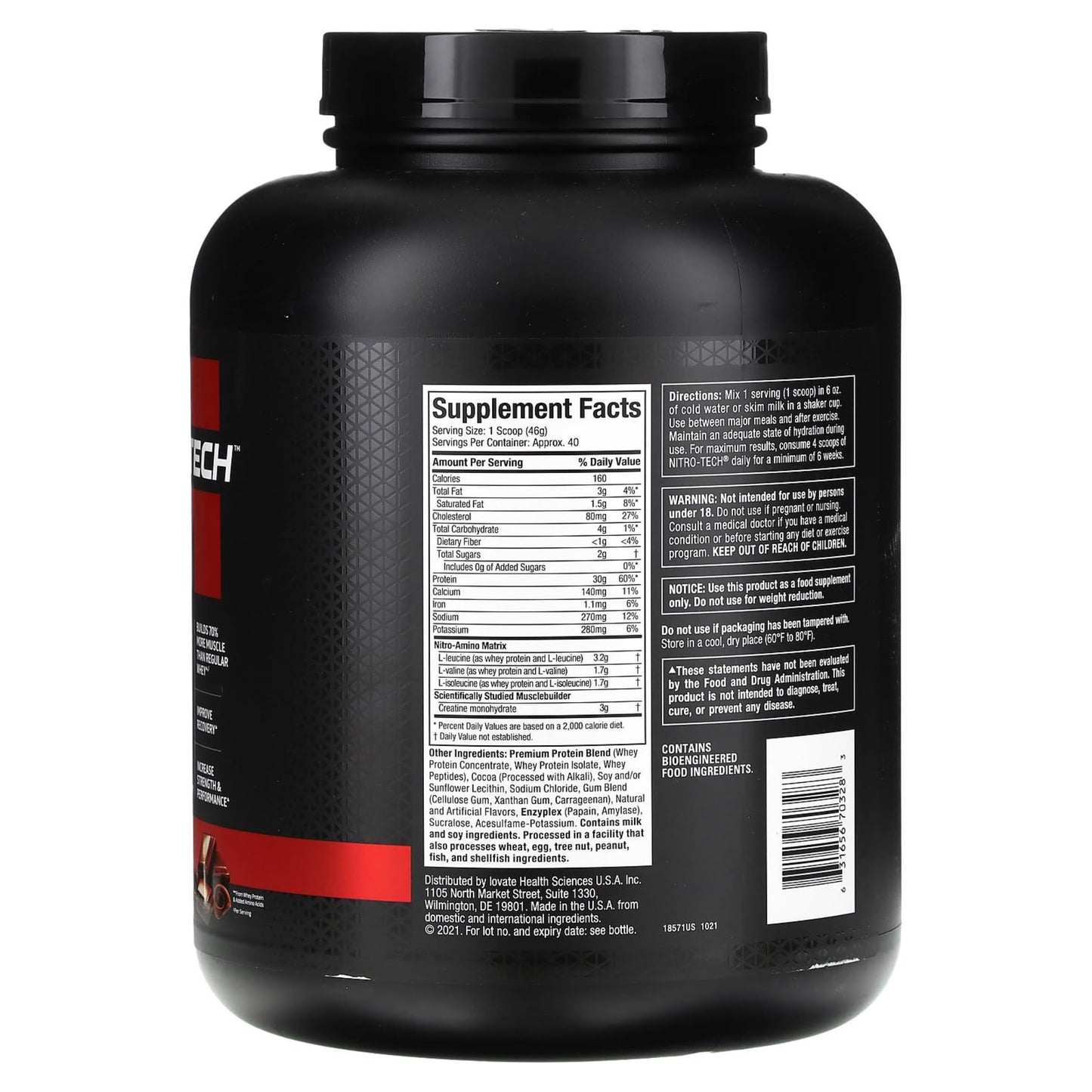 MuscleTech NitroTech Performance Series Whey Isolate Chocolate Powder, 64 Servings