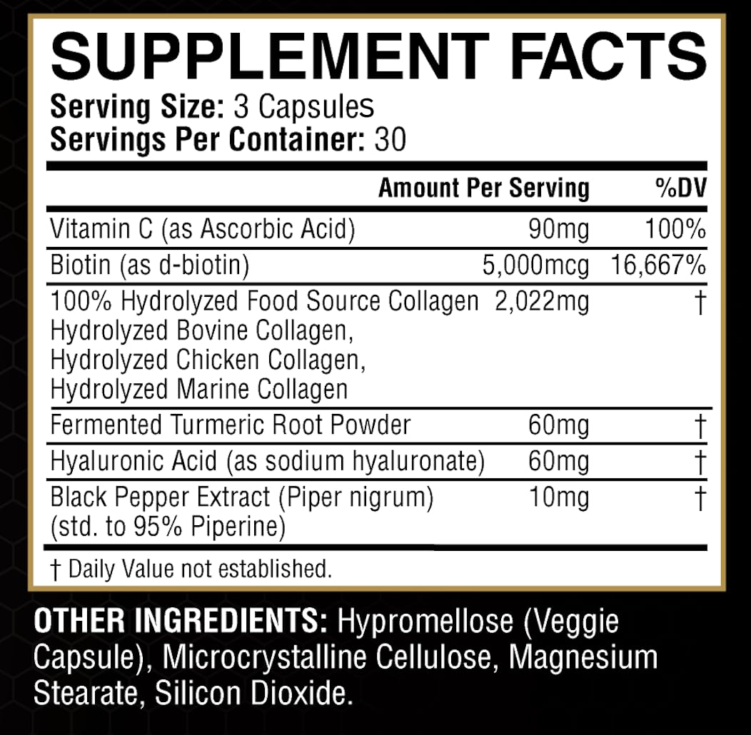 NEOBLENDS Multi Collagen + Fermented Turmeric – Hydrolyzed Collagen Types I, II & III with Biotin, Hyaluronic Acid & Vitamin C – Skin, Hair, Nail & Joint Support – 90 Capsules
