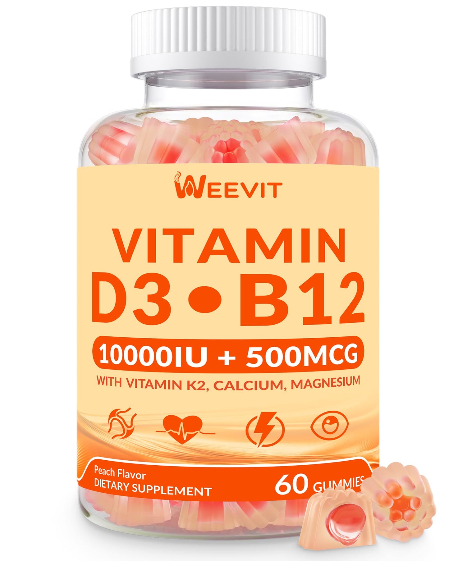 WEEVIT Vitamin B12, Vitamin D and B12 Gummies 60 Count