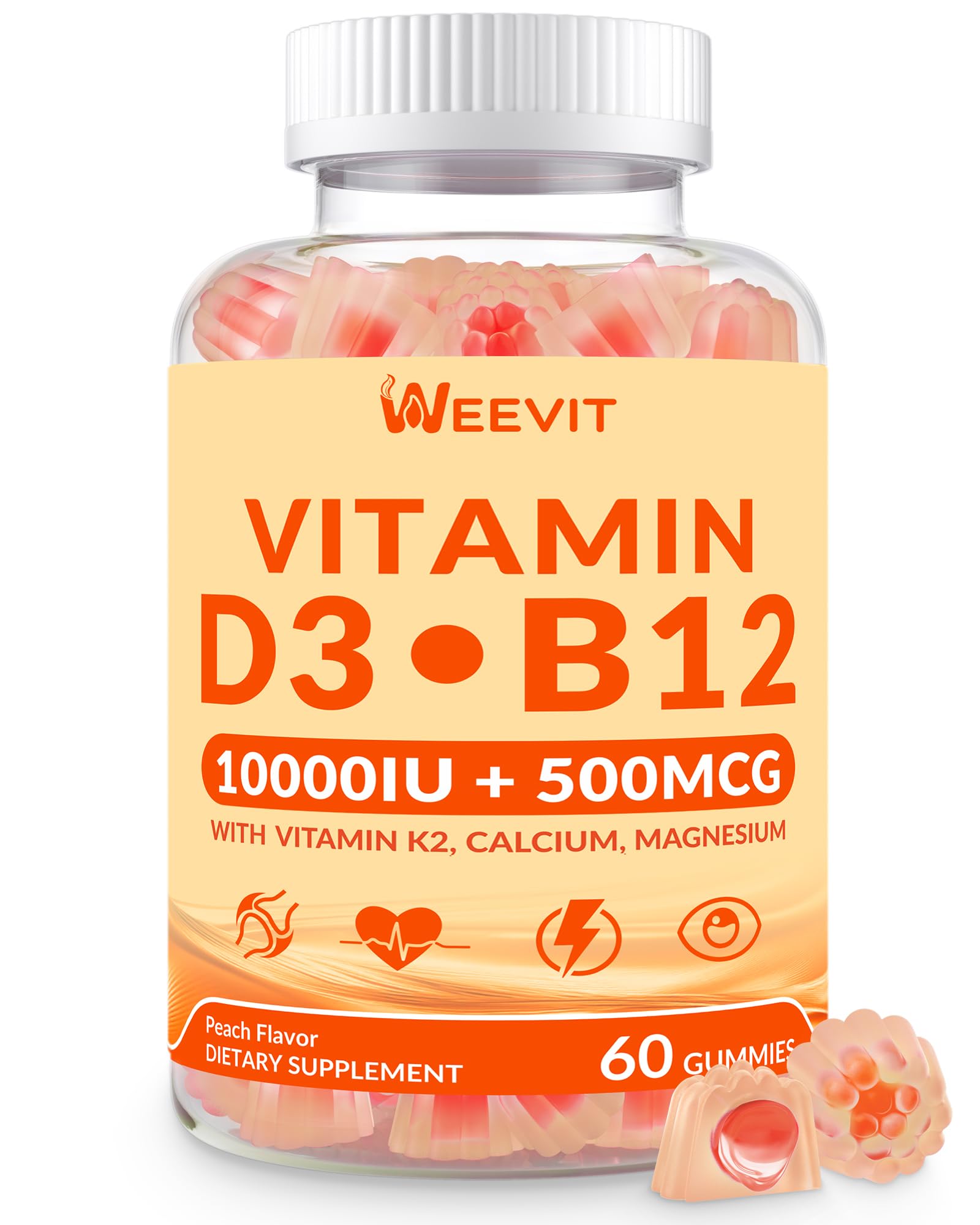 WEEVIT Vitamin B12, Vitamin D and B12 Gummies 60 Count