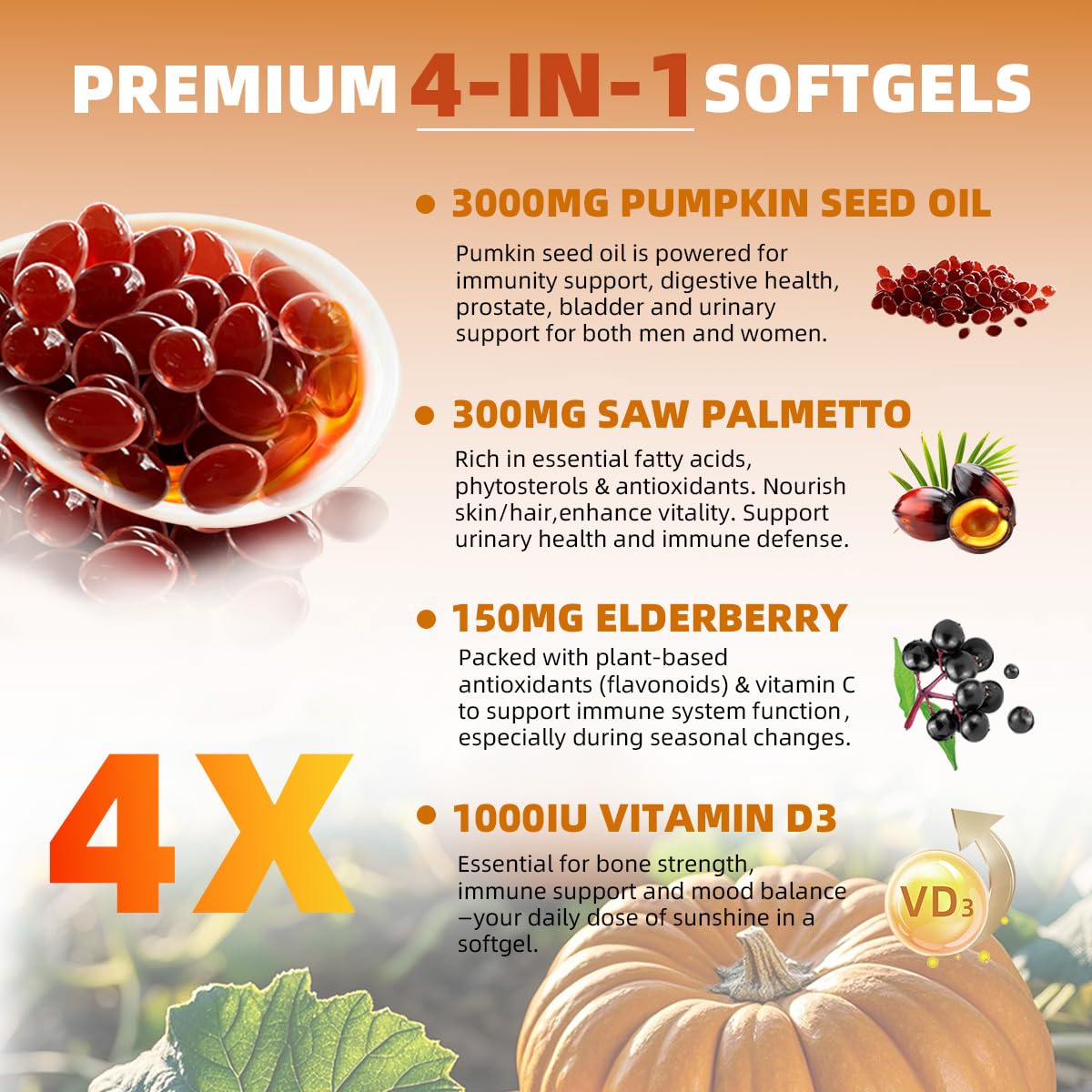 Skiseoy Pumpkin Seed Oil with Saw Palmetto Softgels, 300