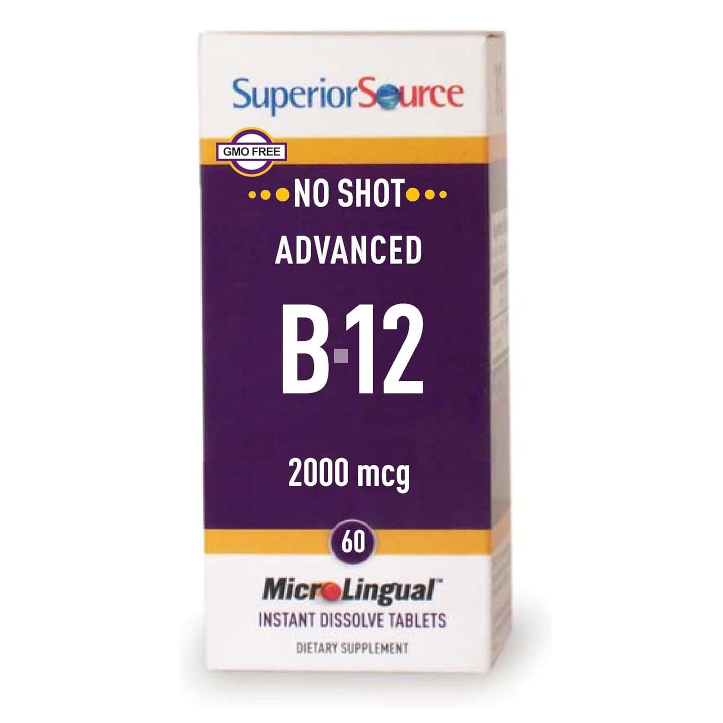 Superior Source NO Shot Advanced B-12 2000 mcg Methylcobalamin Sublingual Tablets 60