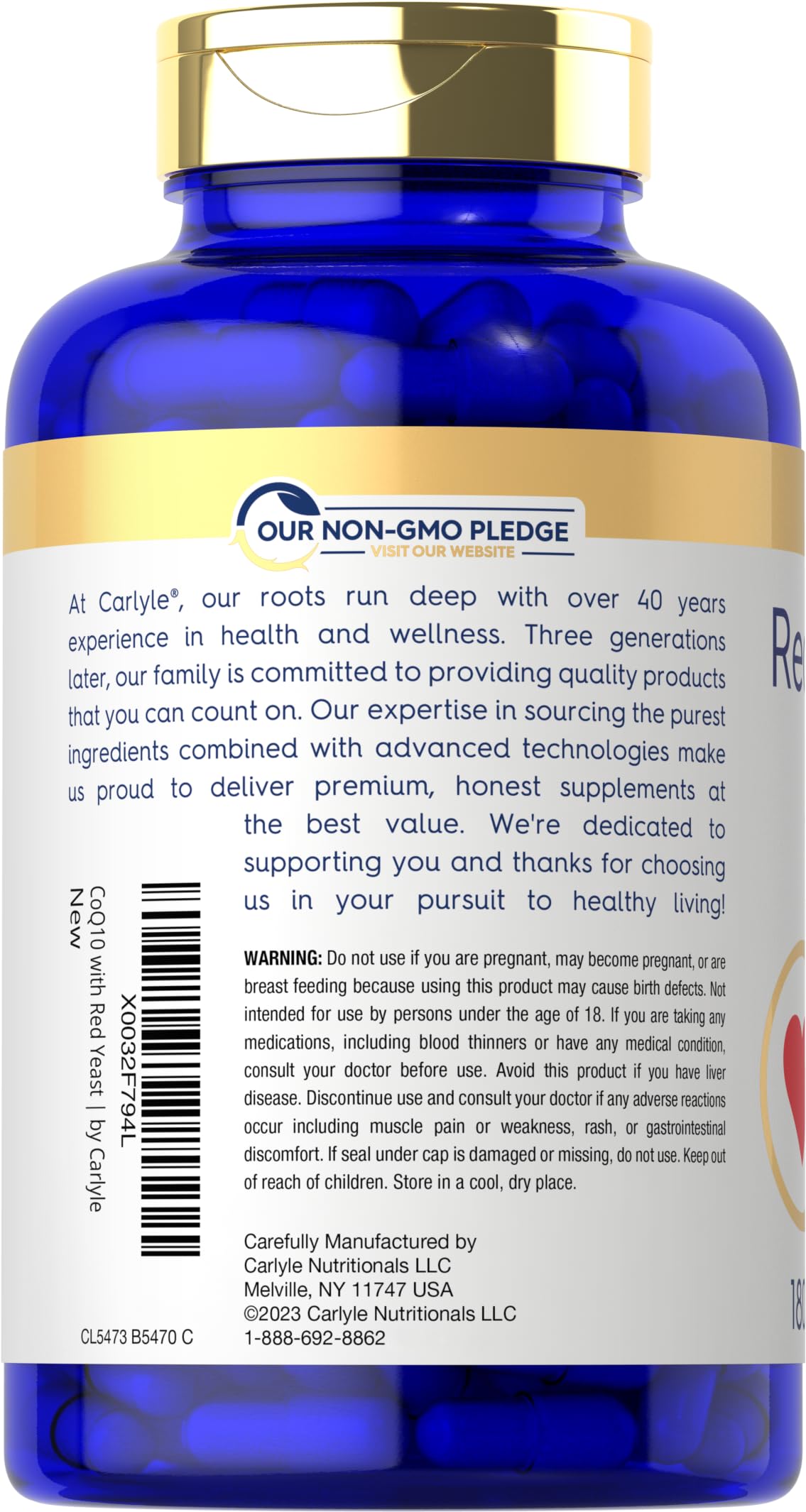 Carlyle Red Yeast Rice with CoQ10 Complex Capsules, 180 Capsules