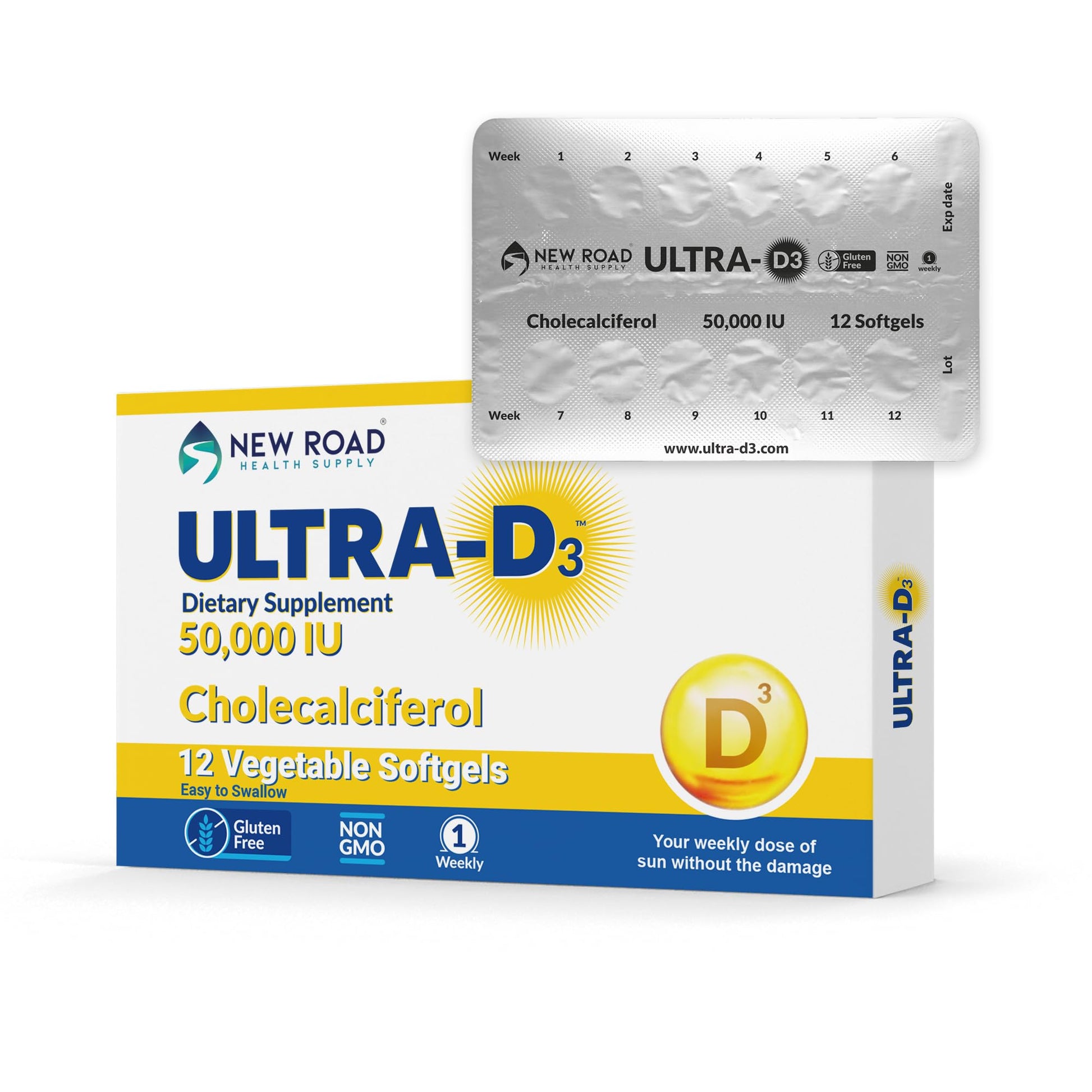 ULTRA-D3 Once-Weekly Vitamin D3 50,000 IU Softgels, 12 Count